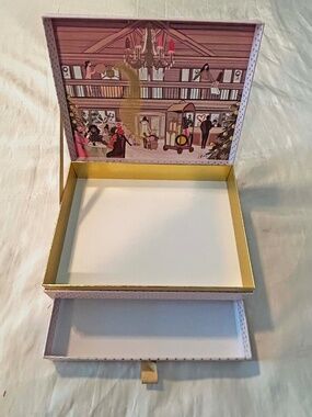 JEWELLERY BOX WITH ONE DRAWER, 10 ¼ in. L x 8 in. W x 4 in. H, PINK WITH GOLD,